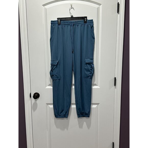 NWOT Yoyoyoga Blue Cargo Jogger Pants Blue Size XXL - Picture 1 of 7
